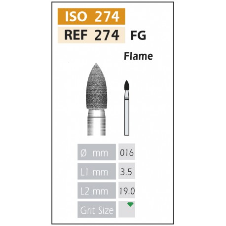FRESAS DIAMANTE FG ISO 274-314-534-016 VERDE X5UDS.