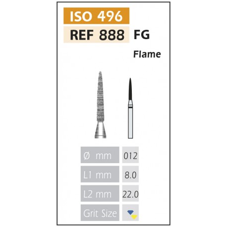 FRESAS DIAMANTE FG ISO 888-314-524-012 AZUL/TRANSP. X5 UDS.