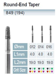 [849-012 C] FRESAS DIAMANTE FG ISO 849-314-534-012 VERDE X5UDS.