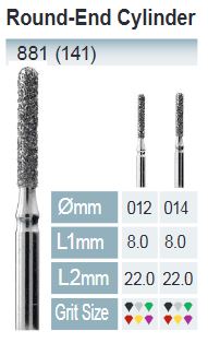 [881-012 F] FRESAS DIAMANTE FG ISO 881-314-514-012 ROJO X5UDS.