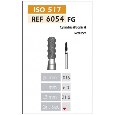 [654-016 F] FRESAS DIAMANTE FG ISO 654-314-514-016 ROJO X5UDS.