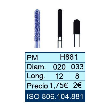 [881-033-8] FRESAS DE DIAMANTE HP ISO 806.104.001.881.033 X5UDS.