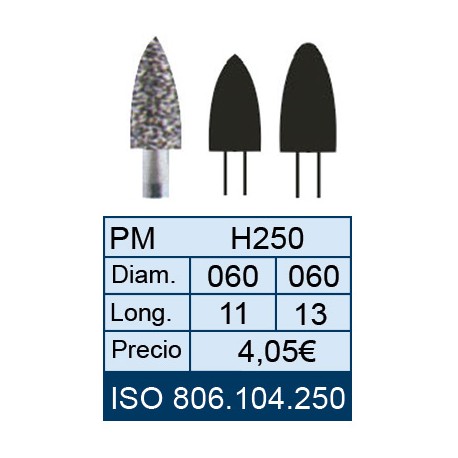 [250-060-13] FRESAS DE DIAMANTE HP ISO 806.104.001.250.060 X5UDS.