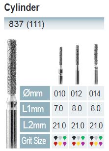[837-012 F] FRESAS DIAMANTE FG ISO 837-314-514-012 ROJO X5UDS.